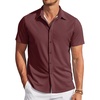 image:imageCOOFANDY Mens Casual Wrinkle Free Shirts Short Sleeve Button Down Summer Stretch Dress ShirtWhite Polka Dots Wine Red