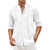 image:imageCOOFANDY Mens Cuban Guayabera Shirt Casual Long Sleeve Button Down Shirts Band Collar Linen Summer Beach ShirtAwhite