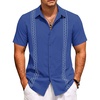 image:imageCOOFANDY Mens Cuban Guayabera Shirt Short Sleeve Casual Button Down Shirts Summer Beach Vacation ShirtsSky Blue