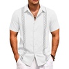 image:imageCOOFANDY Mens Cuban Guayabera Shirt Short Sleeve Casual Button Down Shirts Summer Beach Vacation ShirtsWhite