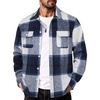 image:imageCOOFANDY Mens Flannel Shirts Long Sleeve Cotton Plaid Shirt Jacket Casual Button Down Shirt with PocketsBlue White