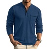 image:imageCOOFANDY Mens Henley Long Sleeve Shirts Casual Button TShirt Pullover Basic Tees with PocketLight Navy