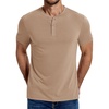 image:imageCOOFANDY Mens Henley Shirts Cotton Short Sleeve Casual TShirt for Men Button Henley Basic Tee Lightweight Summer TopKhaki