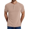 image:imageCOOFANDY Mens Henley Shirts Cotton Short Sleeve Casual TShirt for Men Button Henley Basic Tee Lightweight Summer TopLight Khaki