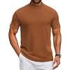 image:imageCOOFANDY Mens Mock Turtleneck Shirts Short Sleeve Casual Basic TShirts Ribbed Solid Pullover TopsCaramel