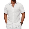image:imageCOOFANDY Mens Short Sleeve Button Down Shirt Casual Cotton Beach Shirts  SoftBreathableLightweightButton UpEasy CareBeachSummer ShirtsVacation WearCruiseTravelWeddingPartyFamliy PhotoAwhite