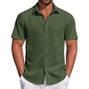 image:imageCOOFANDY Mens Short Sleeve Button Down Shirts Casual Summer Dress Untucked ShirtsForest Green