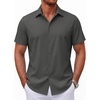 image:imageCOOFANDY Mens Short Sleeve Button Down Shirts Casual Summer Shirt Untucked Dress ShirtsDeep Green