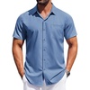 image:imageCOOFANDY Mens Short Sleeve Button Down Shirts Wrinkle Free Dress Shirt for Men Casual Untucked Shirt with PocketCaptain Blue