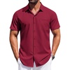 image:imageCOOFANDY Mens Short Sleeve Button Down Shirts Wrinkle Free Dress Shirt for Men Casual Untucked Shirt with PocketWine Red