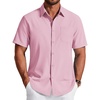 image:imageCOOFANDY Mens Short Sleeve Dress Shirts Wrinkle Free Casual Button Down Shirts with PocketPink
