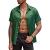 image:imageCOOFANDY Mens Silk Button Down Short Sleeve Dress Shirt02 Deep Green