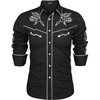 image:imageCOOFANDY Mens Western Cowboy Shirt Long Sleeve Embroidered Shirt Slim Fit Cotton Casual Button Down Shirt01black