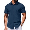 image:imageCOOFANDY Mens Wrinkle Free Shirts 2026 Short Sleeve Casual Button Down Summer Dress ShirtsDeep Blue
