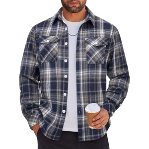 image:imageCOOFANDY Men Flannel Shirt Casual Button Down Shirt Jacket Long Sleeve Plaid Shirts with PocketsDark Blue