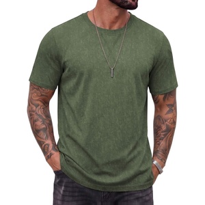 image:imageCOOFANDY Mens 100 Cotton TShirts Short Sleeve T Shirt Crew Neck Tees Casual Wash Basic Tee ShirtsArmy Green