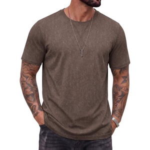 image:imageCOOFANDY Mens 100 Cotton TShirts Short Sleeve T Shirt Crew Neck Tees Casual Wash Basic Tee ShirtsBrown