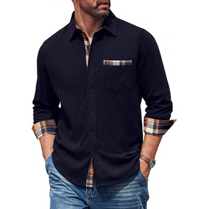 image:imageCOOFANDY Mens Button Down Shirt Corduroy Long Sleeve Casual Untucked Shirt Jacket with PocketAnavy