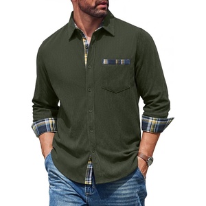 image:imageCOOFANDY Mens Button Down Shirt Corduroy Long Sleeve Casual Untucked Shirt Jacket with PocketArmy Green