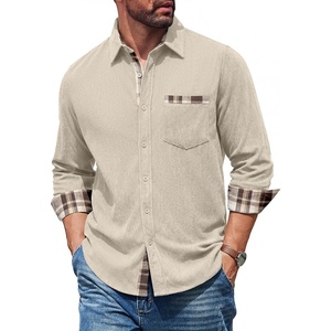 image:imageCOOFANDY Mens Button Down Shirt Corduroy Long Sleeve Casual Untucked Shirt Jacket with PocketBeige