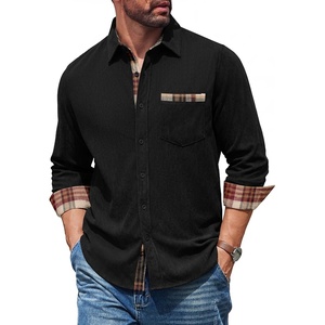 image:imageCOOFANDY Mens Button Down Shirt Corduroy Long Sleeve Casual Untucked Shirt Jacket with PocketBlack