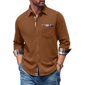 image:imageCOOFANDY Mens Button Down Shirt Corduroy Long Sleeve Casual Untucked Shirt Jacket with PocketCaramel