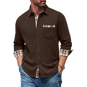image:imageCOOFANDY Mens Button Down Shirt Corduroy Long Sleeve Casual Untucked Shirt Jacket with PocketCoffe Brown