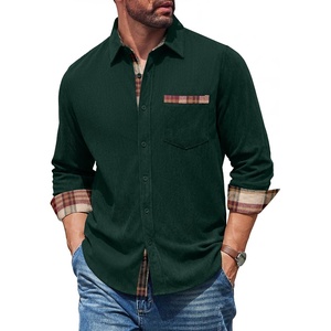image:imageCOOFANDY Mens Button Down Shirt Corduroy Long Sleeve Casual Untucked Shirt Jacket with PocketGreen