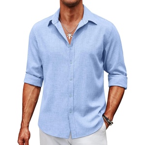 image:imageCOOFANDY Mens Button Down Shirt Long Sleeve Untucked Shirts Summer Casual Dress ShirtsAndromeda Blue