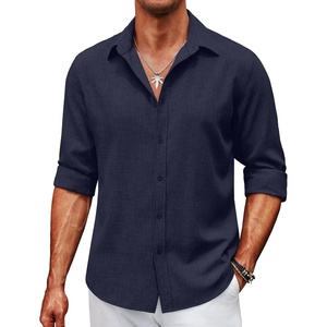 image:imageCOOFANDY Mens Button Down Shirt Long Sleeve Untucked Shirts Summer Casual Dress ShirtsBlack Iris