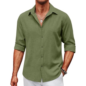 image:imageCOOFANDY Mens Button Down Shirt Long Sleeve Untucked Shirts Summer Casual Dress ShirtsChive