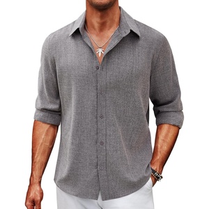 image:imageCOOFANDY Mens Button Down Shirt Long Sleeve Untucked Shirts Summer Casual Dress ShirtsGranite Gray