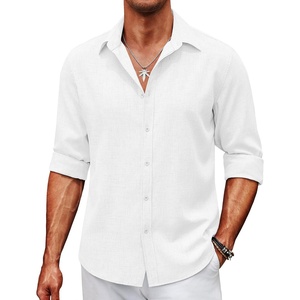 image:imageCOOFANDY Mens Button Down Shirt Long Sleeve Untucked Shirts Summer Casual Dress ShirtsWhite