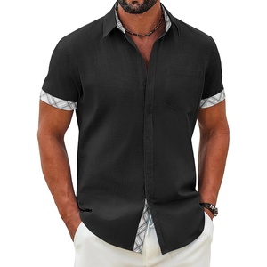 image:imageCOOFANDY Mens Button Down Shirts Short Sleeve Casual Cotton Shirts Summer Beach Wedding Shirt with PocketBlack