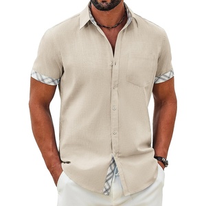 image:imageCOOFANDY Mens Button Down Shirts Short Sleeve Casual Cotton Shirts Summer Beach Wedding Shirt with PocketKhaki