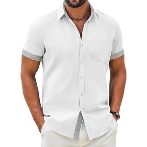 image:imageCOOFANDY Mens Button Down Shirts Short Sleeve Casual Cotton Shirts Summer Beach Wedding Shirt with PocketWhite