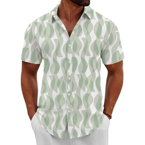 image:imageCOOFANDY Mens Button Down Shirts Short Sleeve Casual Summer Beach Shirts Vacation Wedding ShirtsGeometrygreen