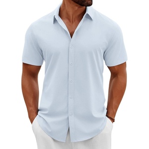 image:imageCOOFANDY Mens Button Down Shirts Short Sleeve Casual Summer Beach Shirts Vacation Wedding ShirtsLight Blue