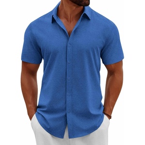 image:imageCOOFANDY Mens Button Down Shirts Short Sleeve Casual Summer Beach Shirts Vacation Wedding ShirtsOcean Blue