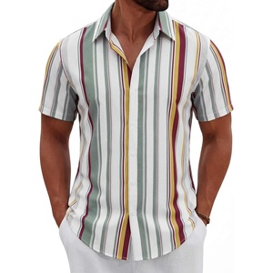 image:imageCOOFANDY Mens Button Down Shirts Short Sleeve Casual Summer Beach Shirts Vacation Wedding ShirtsRetro Stripescolors