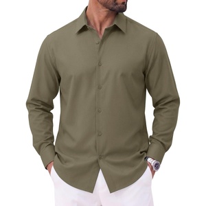 image:imageCOOFANDY Mens Casual Button Down Shirts Long Sleeve Untucked Shirts Vintage Denim Dress ShirtArmy Green
