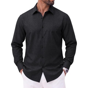 image:imageCOOFANDY Mens Casual Button Down Shirts Long Sleeve Untucked Shirts Vintage Denim Dress ShirtBlack Greytextured
