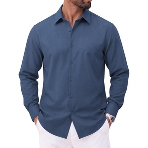 image:imageCOOFANDY Mens Casual Button Down Shirts Long Sleeve Untucked Shirts Vintage Denim Dress ShirtBluetextured