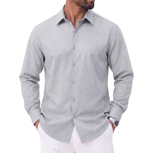 image:imageCOOFANDY Mens Casual Button Down Shirts Long Sleeve Untucked Shirts Vintage Denim Dress ShirtLight Grey