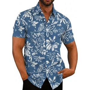 image:imageCOOFANDY Mens Casual Button Down Shirts Short Sleeve Linen Shirts Summer Beach Dress ShirtBlueflower
