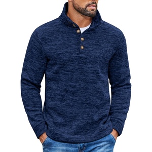 image:imageCOOFANDY Mens Casual Pullover Sweater Quarter Button Fleece Sweatshirt Knitted Thermal SweatersAnavy Blue