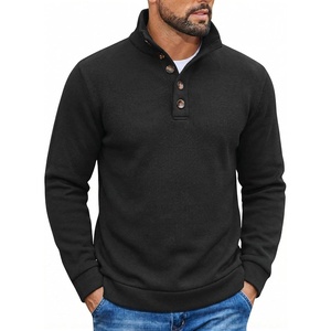 image:imageCOOFANDY Mens Casual Pullover Sweater Quarter Button Fleece Sweatshirt Knitted Thermal SweatersBlack