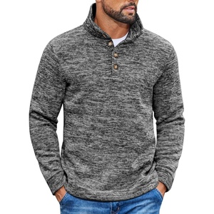 image:imageCOOFANDY Mens Casual Pullover Sweater Quarter Button Fleece Sweatshirt Knitted Thermal SweatersBlack and White