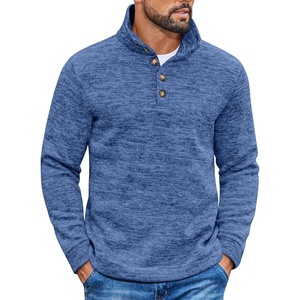 image:imageCOOFANDY Mens Casual Pullover Sweater Quarter Button Fleece Sweatshirt Knitted Thermal SweatersBlue