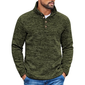 image:imageCOOFANDY Mens Casual Pullover Sweater Quarter Button Fleece Sweatshirt Knitted Thermal SweatersGreen